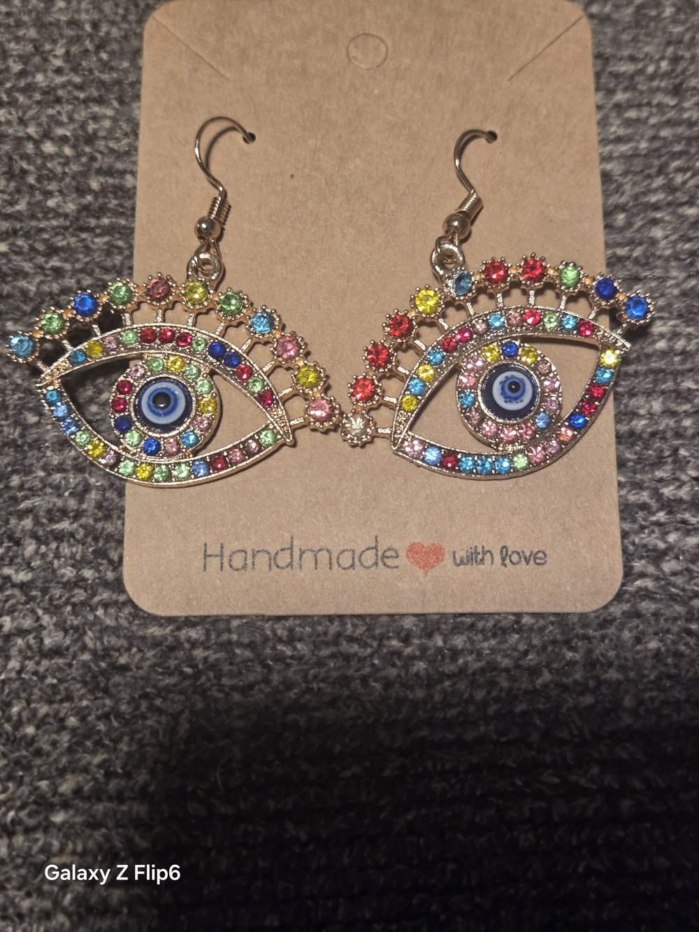 Fashion Jewelry Gold-Tone Multicolor Crystal Eye Dangle Earrings